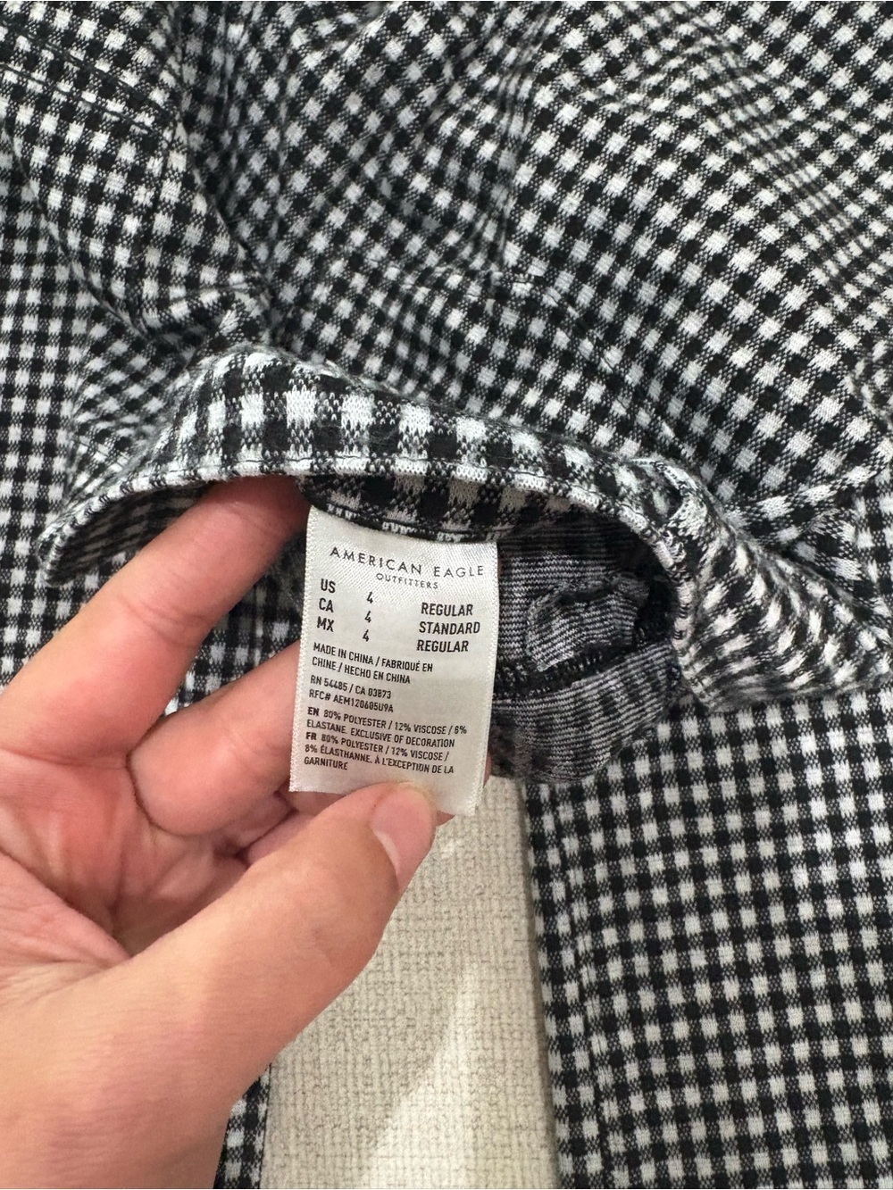 American Eagle Outfitters Black & White Gingham Wide-Leg Pants - Picture 5 of 5